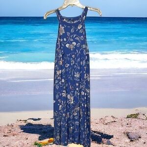 Loft sleeveless sundress. Blue & pink. Sz LM